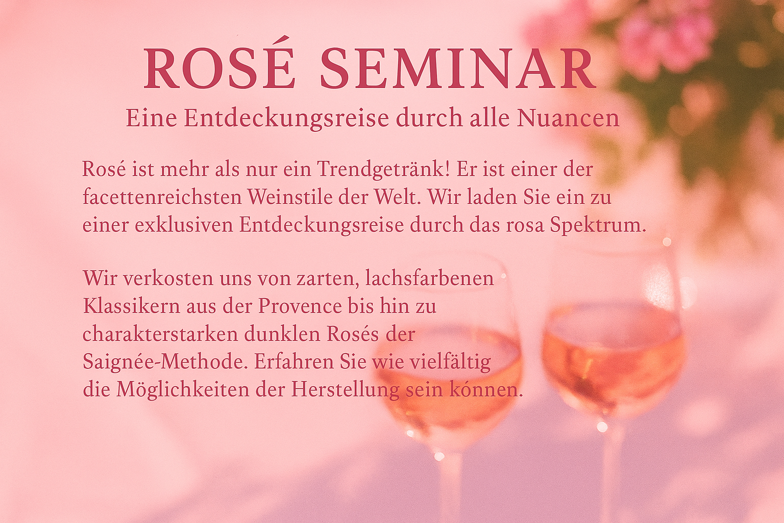 Weinprobe Rosé 05.06.2026 um 19:00 Uhr im Weinforum
